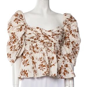 Autumn Adeigbo Cream and Brown Floral Top